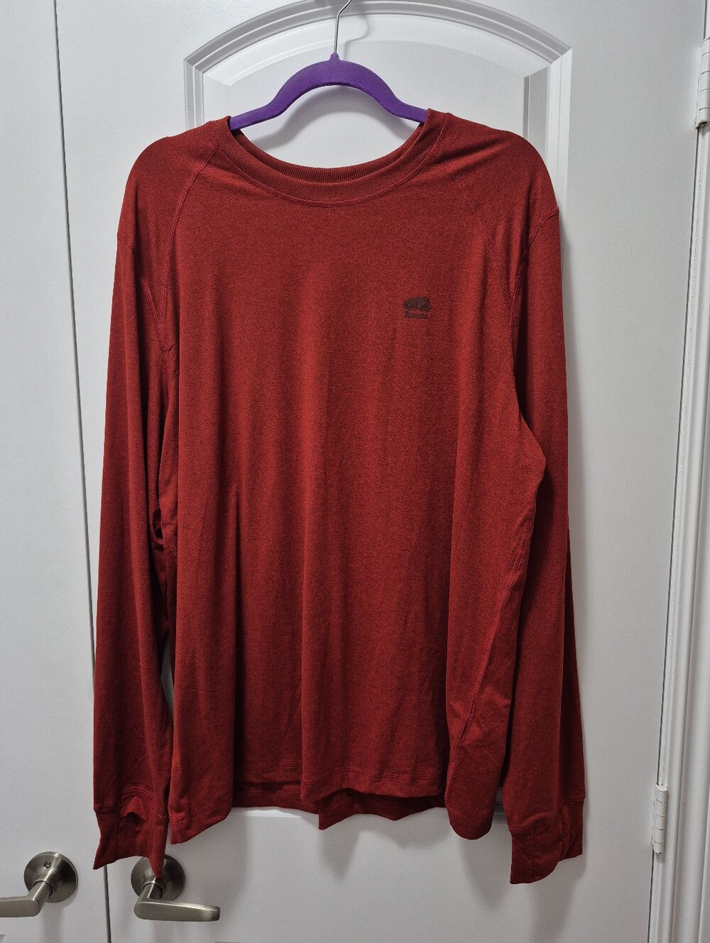NWT Active Men's Peppered Long Sleeves T-shirt, Large, Red
